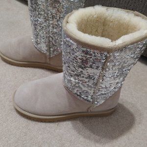 fllurries women's boots, size 9, ivory and silver bling